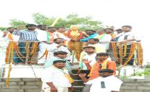  Protest at the statue of washerman Ailamma   Bharatiya Janata Party Nalgonda District