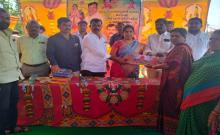 CM KCR as elder  Bathukamma sarees were distributed by ZP Chairman