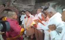 Former MP Manda Jagannadham visited Balabrahmameshwara Swamy temple