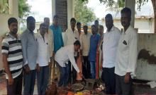 Congress District President Kumbham with the help of temple development works
