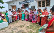  Distribution of sarees as Bathukamma gift to Telangana women   MPP Edudodla Swetha Ravinder Reddy