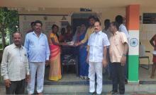 Bathukamma saree distribution program  Nampally Sarpanch Kumbham Vijayakrishna Reddy