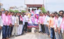  Palabhishekam for the portrait of Chief Minister KCR