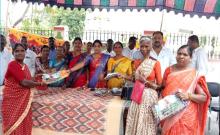 Distribution of sarees and bathukamma sarees to girls