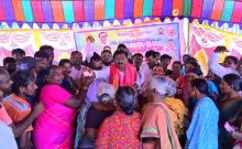 MLA Rajaiah distributed Bathukamma sarees and Asara pension cards