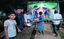 The food donation program was organized under the power batch of Maddirala mandal center by Govinda Chari.