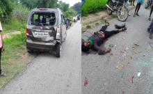  A two-wheeler hit a car from behind... a young man died