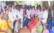 Distribution of Bathukamma sarees in Mukundapuram village of Kheta