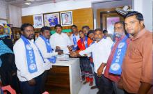 For Dalit poor **families * * KVPS district committee submits petition to East MLA Nannapaneni to give dalit bandhu