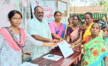 Gram Sabha in Mulugupally Distribution of finchan cards