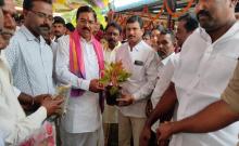 State Agriculture Minister Niranjan Reddy visited Bala Brahmeswara Swamy temple